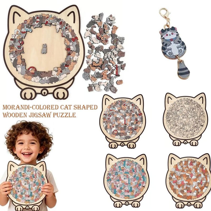 135-Piece Colored Cat Shaped Wooden Jigsaw Puzzle, 2025New Adorable Acrylic Cats Shaped Wooden Puzzle, Unique Cute Animal Shape Wood Cats Puzzles for Cat Lovers (Color B 1pcs) - Image 2